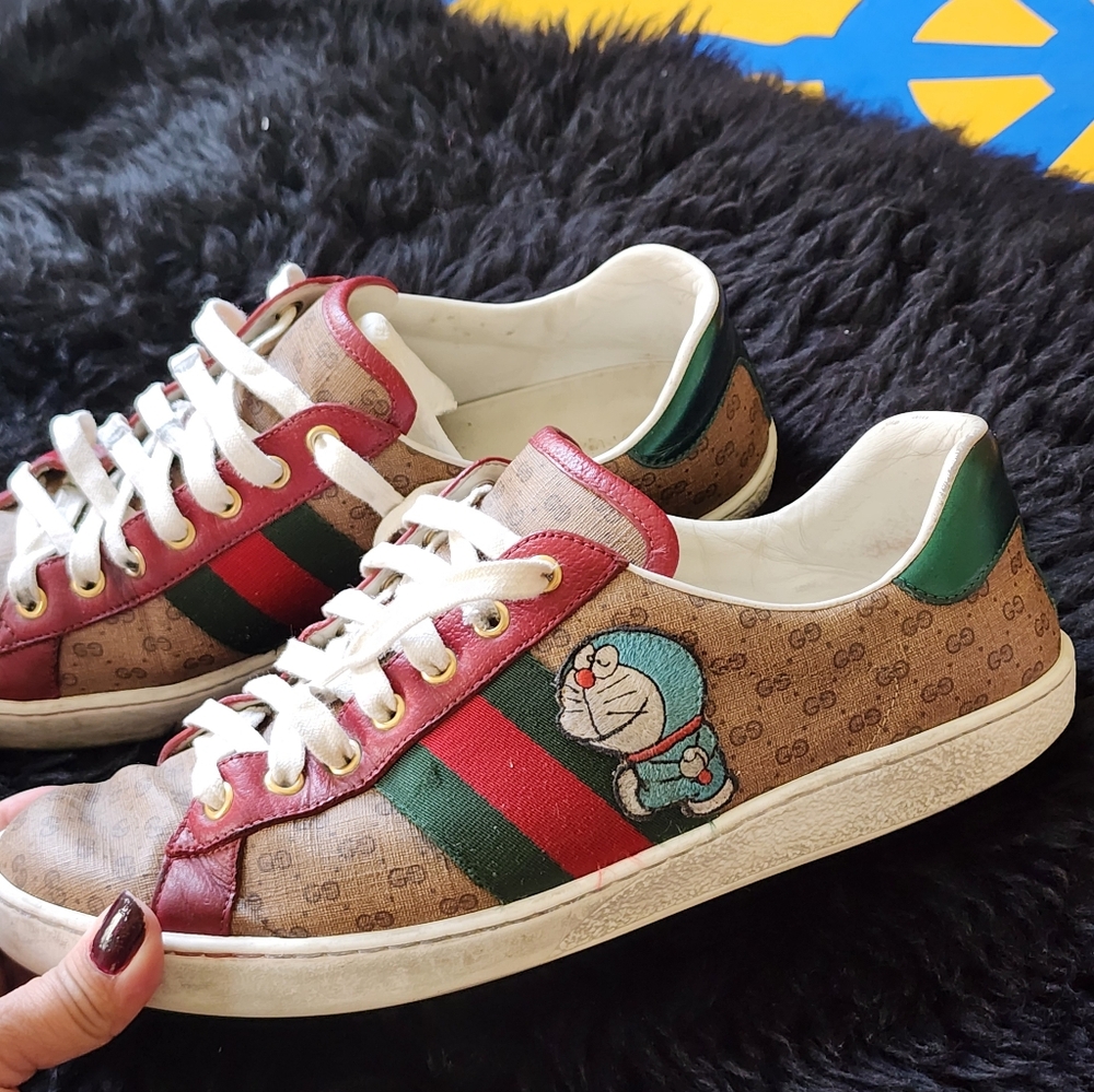 AUTHENTIC GUCCI Doraemon Low Cut Sneakers Size US 8 - Picture 2 of 10